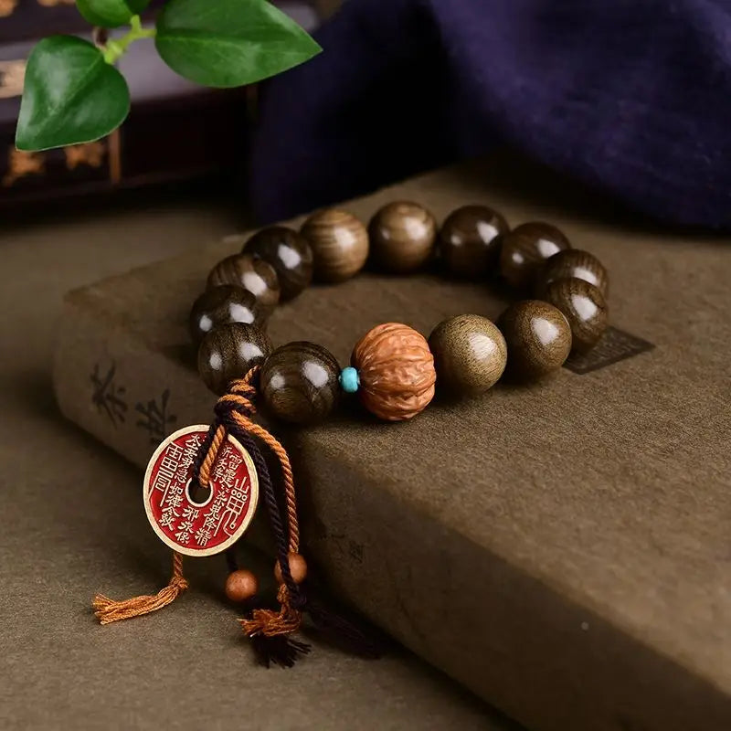 Natural Jin Sinan's Gloomy Wooden Bracelet for Men and Women with Monkey Head Mountain Ghost Spending Money Hand String Gifts